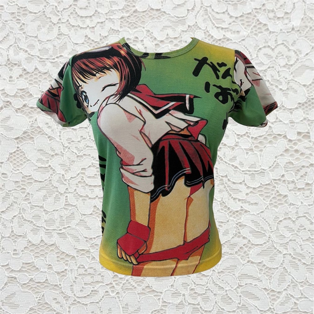 vintage anime girl graphic baby tee